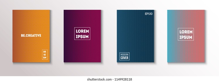 Minimal Covers, Vector Hipster Abstract Brands Design. Magenta, Cyan, Yellow Corporate Identity Blend Wave Halftones. Funky Business Minimal Covers, Retro Music Poster Colorful Gradient Shapes.