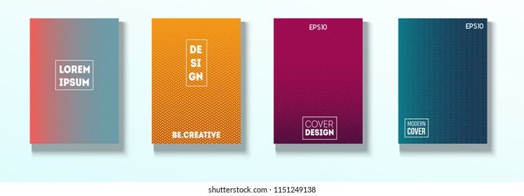 Minimal Covers, Vector Hipster Abstract Tech Neon Set. Magenta, Cyan, Yellow Corporate Identity Glitch Linear Halftones. Business Minimal Covers, Retro Ad Music Party Poster Bright Gradient Stripes