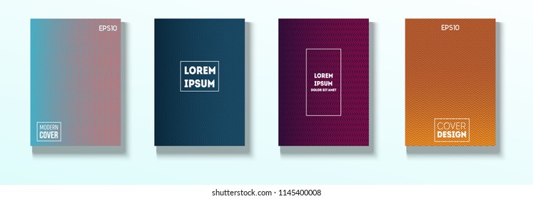 Minimal Covers, Vector Linear Abstract Tech Neon Set. Magenta, Cyan, Yellow Corporate Identity Blend Tech Halftones. Business Minimal Covers, Retro Ad Music Party Poster Bright Gradient Stripes
