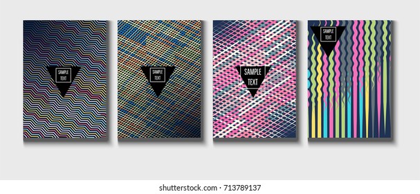 Minimal Covers Vector Set. Cool children's jolly funky colors. Creative modern geometric blend minimal covers template. Presentation, poster dynamic background. Hipster pink, green, blue, grey design.