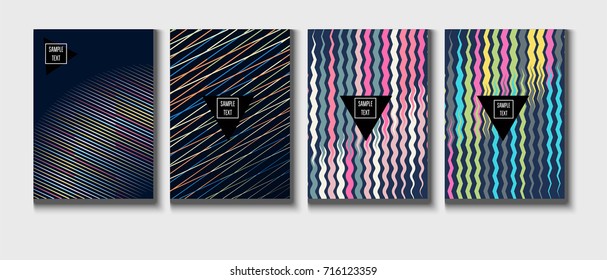 Minimal Covers Vector Set. Cool children's jolly funky colors. Creative modern geometric blend minimal covers template. Presentation, poster dynamic background. Hipster pink, green, blue, grey design.