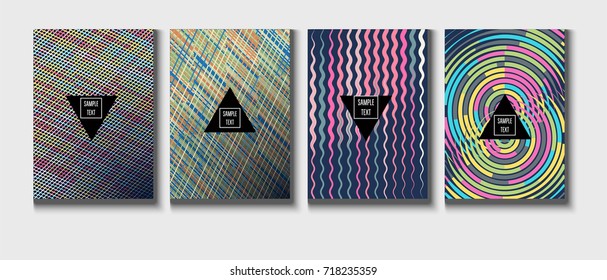 Minimal Covers Vector Set. Cool children's jolly funky colors. Creative modern geometric blend minimal covers template. Presentation, poster dynamic background. Hipster pink, green, blue, grey design.