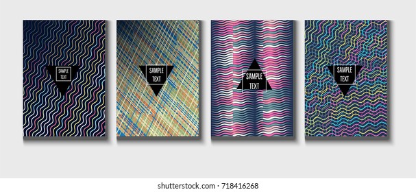 Minimal Covers Vector Set. Cool children's jolly funky colors. Creative modern geometric blend minimal covers template. Presentation, poster dynamic background. Hipster pink, green, blue, grey design.