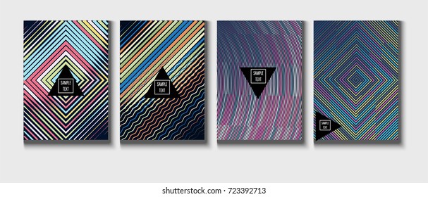 Minimal Covers Vector Set. Cool children's jolly funky colors. Creative modern geometric blend minimal covers template. Presentation, poster dynamic background. Hipster pink, green, blue, grey design.