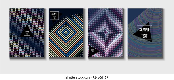 Minimal Covers Vector Set. Cool children's jolly funky colors. Creative modern geometric blend minimal covers template. Presentation, poster dynamic background. Hipster pink, green, blue, grey design.