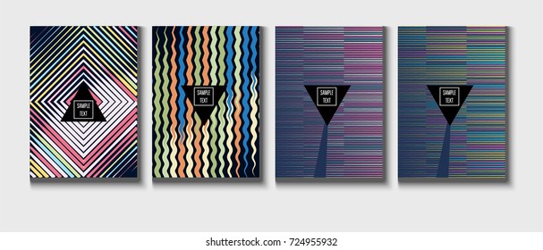 Minimal Covers Vector Set. Cool children's jolly funky colors. Creative modern geometric blend minimal covers template. Presentation, poster dynamic background. Hipster pink, green, blue, grey design.