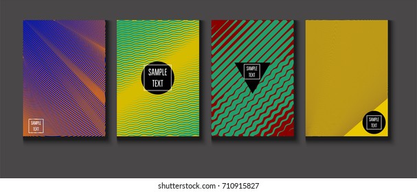 Minimal Covers Vector Set. Halftone Gradient Simple Backgrounds. Futuristic 80s Style Neon Colored Mesh Posters. Memphis Minimal Cover Template. Geometric Placards. Asymmetric Yellow, Red, Green Lines