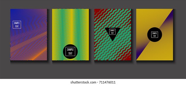 Minimal Covers Vector Set. Halftone Gradient Simple Backgrounds. Futuristic 80s Style Neon Colored Mesh Posters. Memphis Minimal Cover Template. Geometric Placards. Asymmetric Yellow, Red, Green Lines