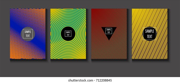 Minimal Covers Vector Set. Halftone Gradient Simple Backgrounds. Futuristic 80s Style Neon Colored Mesh Posters. Memphis Minimal Cover Template. Geometric Placards. Asymmetric Yellow, Red, Green Lines