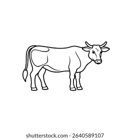 Minimal Cow Horns Outline Vector.