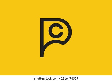 Minimal CP logo. Icon of a PC letter on a luxury background. Logo idea based on the CP monogram initials. Professional variety letter symbol and PC logo on background.