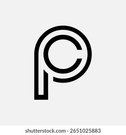 Minimal CP PC line art logo design perfect for modern branding, identity, print, and digital use.