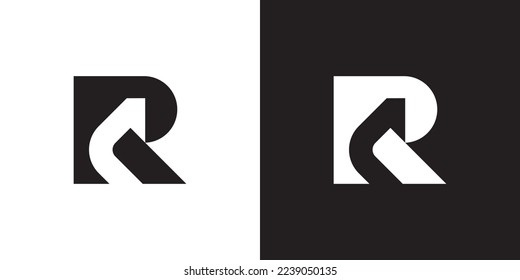 Minimal CR logo. Icon of a RC letter on a luxury background. Logo idea based on the CR monogram initials. Professional variety letter symbol and RC logo on black and white background.