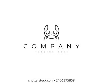 minimal crab line logo design