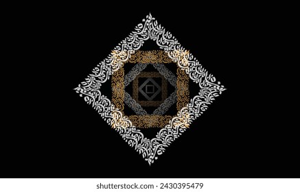 Minimal and Creative Abstract Arabic calligraphy seamless wallpaper and background design with black and golden color with no meaning in English, Arabic Calligraphy Vector Illustration