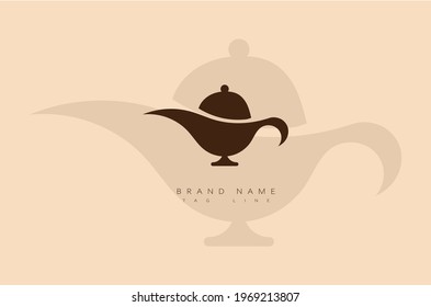 minimal creative Aladdin Magic lamp logo. Aladdin Vector