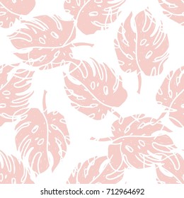 Minimal Creative Bohemian Design  Seamless Pattern Print .Hand Painted Pop Art Background Shapes ,Pastel Colors Foliage .
