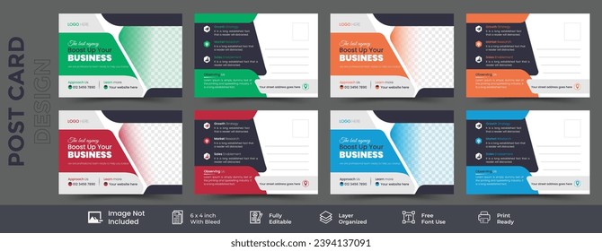 Minimal and creative business post card template design