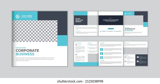 Minimal creative business square trifold brochure template design 