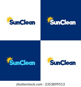 Minimal Creative Cleaning Logo Design, Sun Clean logo design vector templates