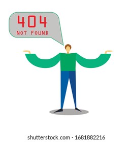 Minimal creative concept of 404 error with flat person who raised his hands.