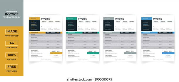 Minimal Creative Corporate Business invoice Template. Invoice For your Business Print ready Invoice Vector template Design