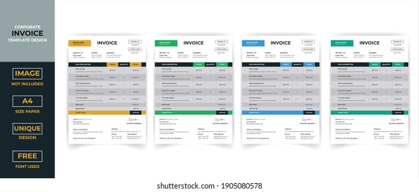 Minimal Creative Corporate Business invoice Template. Invoice For your Business Print ready Invoice Vector template Design