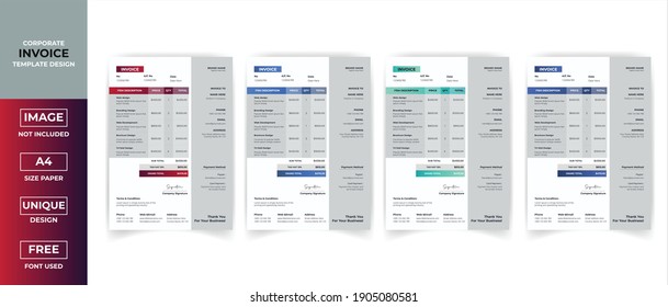 Minimal Creative Corporate Business invoice Template. Invoice For your Business Print ready Invoice Vector template Design