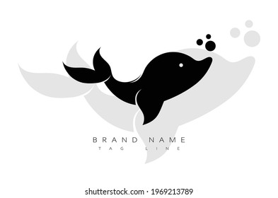 Minimal Creative Dolphin logo. Abstract Baby dolphin Vector