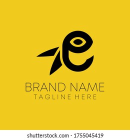 minimal creative e letter bird logo design vector. bird logo. e logo.