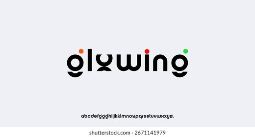 Fuente de precisión geométrica brillante creativa mínima del alfabeto moderno. Tipografía con puntos regulares. fuente de estilo minimalista sin futuro serif. Ilustración vectorial moderna
