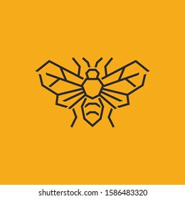 Minimal creative honey bee logo. Modern simple linear bee icon. Vector graphic template.