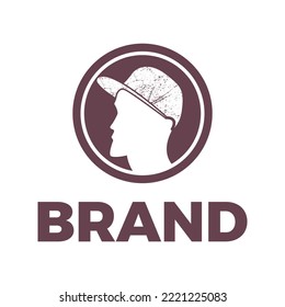 Logo de la marca del hombre de gorra creativa mínima de la humanidad