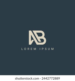 Minimal creative initial based AB logo and BA logo. Letter AB BA creative elegant monogram white color on black background