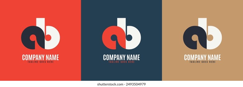 Minimal creative initial based AB logo and BA logo. Letter AB BA creative elegant monogram colorful logo