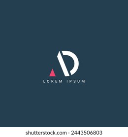 Minimal creative initial based AD logo and DA logo. Letter AD DA creative elegant monogram white color on black background