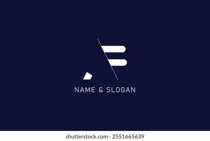 Minimal creative initial based AF logo and FA logo. Letter AF FA creative elegant monogram sans-serif white color on blue background