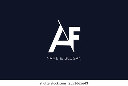 Minimal creative initial based AF logo and FA logo. Letter AF FA creative elegant monogram sans-serif white color on blue background