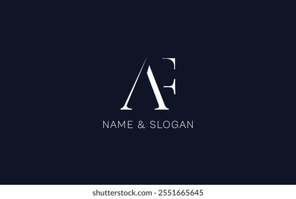 Minimal creative initial based AF logo and FA logo. Letter AF FA creative elegant monogram sans-serif white color on blue background