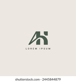 Minimal creative initial based AH logo and HA logo. Letter AH HA creative elegant monogram white color on black background