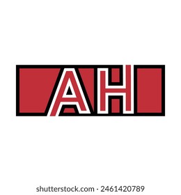 Minimal creative initial based AH logo and HA logo. Letter AH HA creative elegant monogram white color on black background