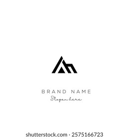 Minimal creative initial based AH logo and HA logo. Letter AH HA creative elegant monogram Black and white.