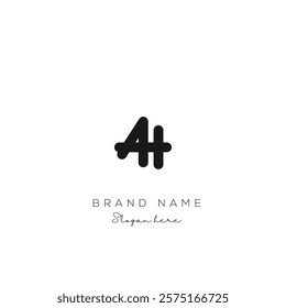 Minimal creative initial based AH logo and HA logo. Letter AH HA creative elegant monogram Black and white.