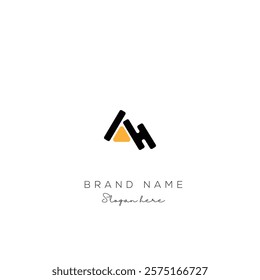 Minimal creative initial based AH logo and HA logo. Letter AH HA creative elegant monogram Black and white.