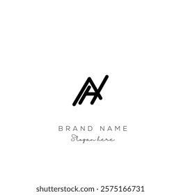 Minimal creative initial based AH logo and HA logo. Letter AH HA creative elegant monogram Black and white.