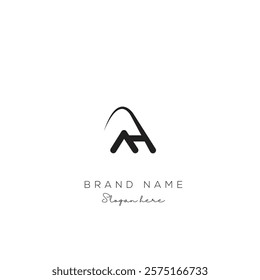 Minimal creative initial based AH logo and HA logo. Letter AH HA creative elegant monogram Black and white.