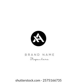 Minimal creative initial based AH logo and HA logo. Letter AH HA creative elegant monogram Black and white.