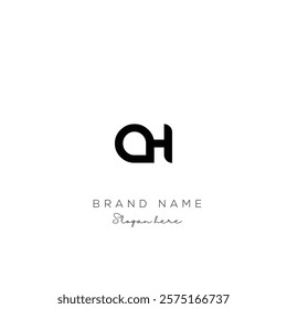 Minimal creative initial based AH logo and HA logo. Letter AH HA creative elegant monogram Black and white.