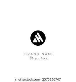 Minimal creative initial based AH logo and HA logo. Letter AH HA creative elegant monogram Black and white.