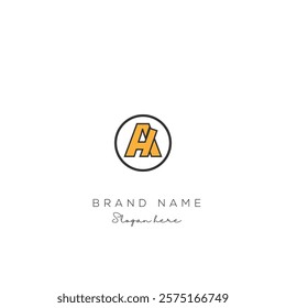 Minimal creative initial based AH logo and HA logo. Letter AH HA creative elegant monogram Black and white.